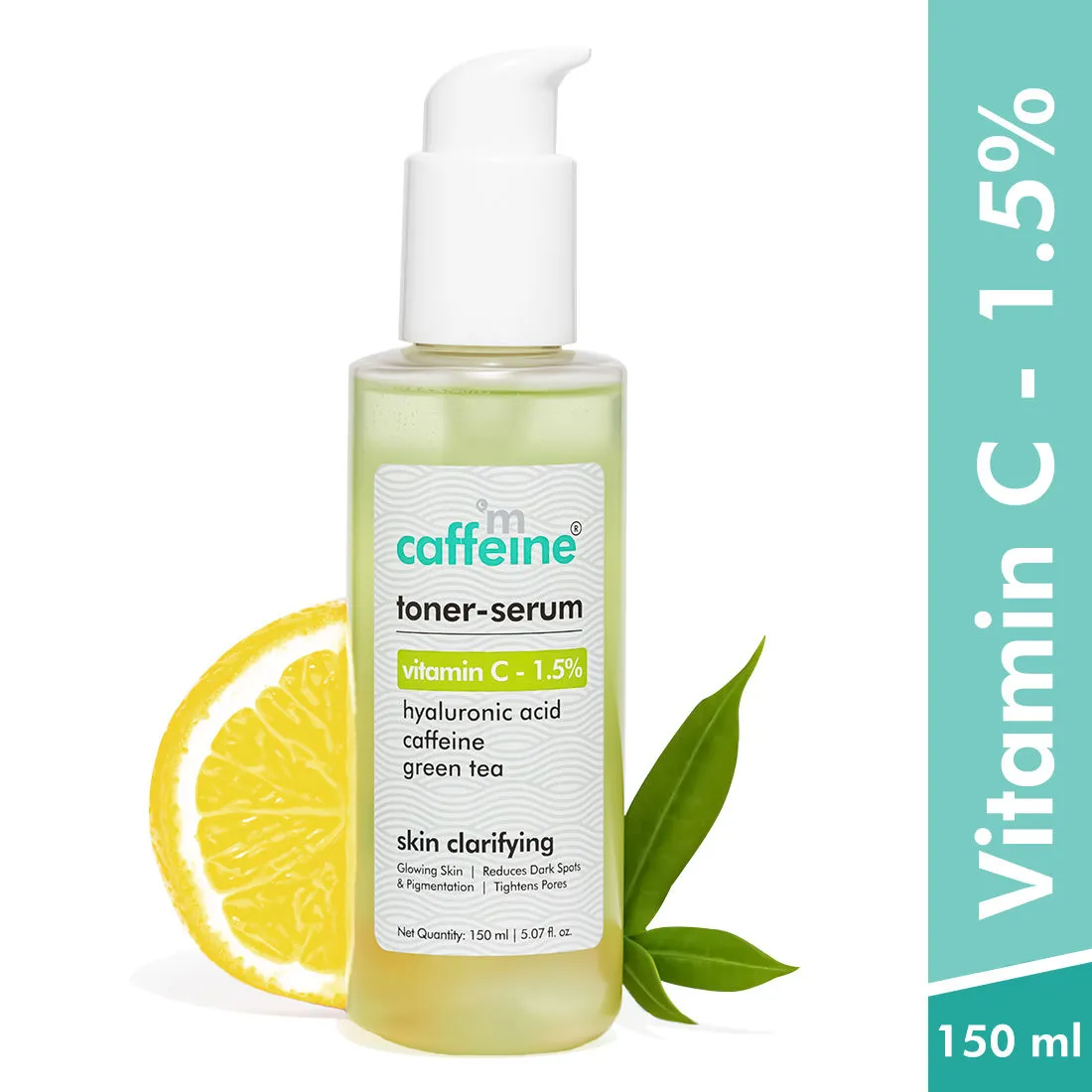 MCaffeine 1.5% Vitamin C 2in1 Toner-Serum with Green Tea for Glowing Skin - Reduces Dark Spots