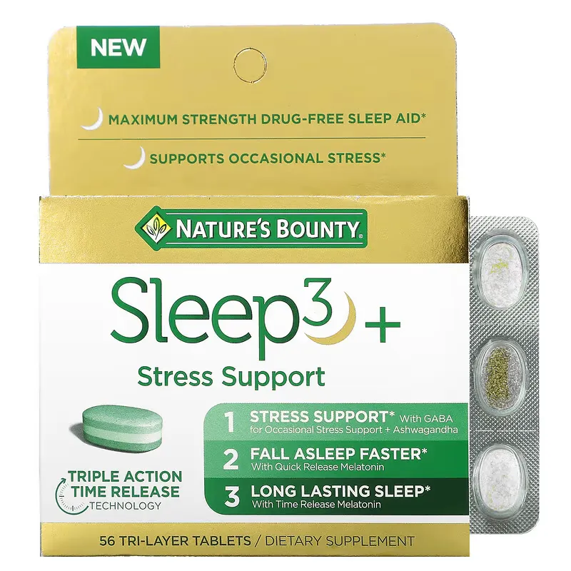 Sleep3+, Stress Support, 56 Tri-Layer Tablets