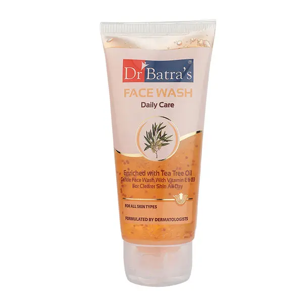 Dr Batra’s Daily Care Face Wash. Eliminates Dirt. Moisturizes Skin. Protects Against Impurities. Contains Echinacea Extracts, Tea Tree Oil, Vitamin B3, Vitamin E. SLS, Paraben Free. For Men, Women. 50 g.