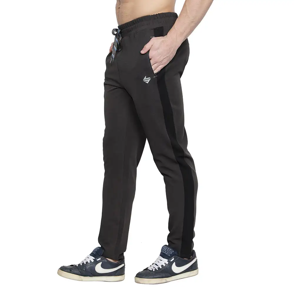 John Ally Men's Gym & Sports Trackpant with Two Zipper Pockets,  Gunmetal Grey  XL