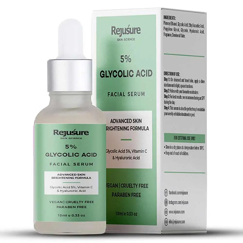 Rejusure Glycolic Acid Serum,  10 ml  Advanced Skin Brightening Formula