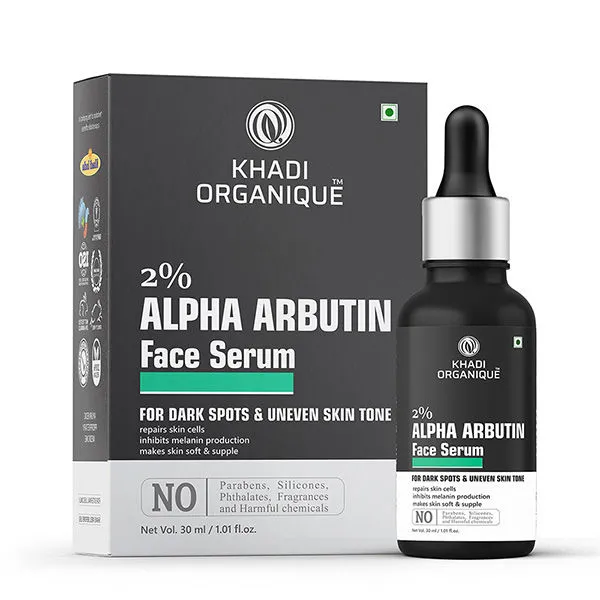 Khadi Organique Alpha Arbutin 2% + Hyaluronic Acid 1% Face Serum For Pigmentation & Dark Spots