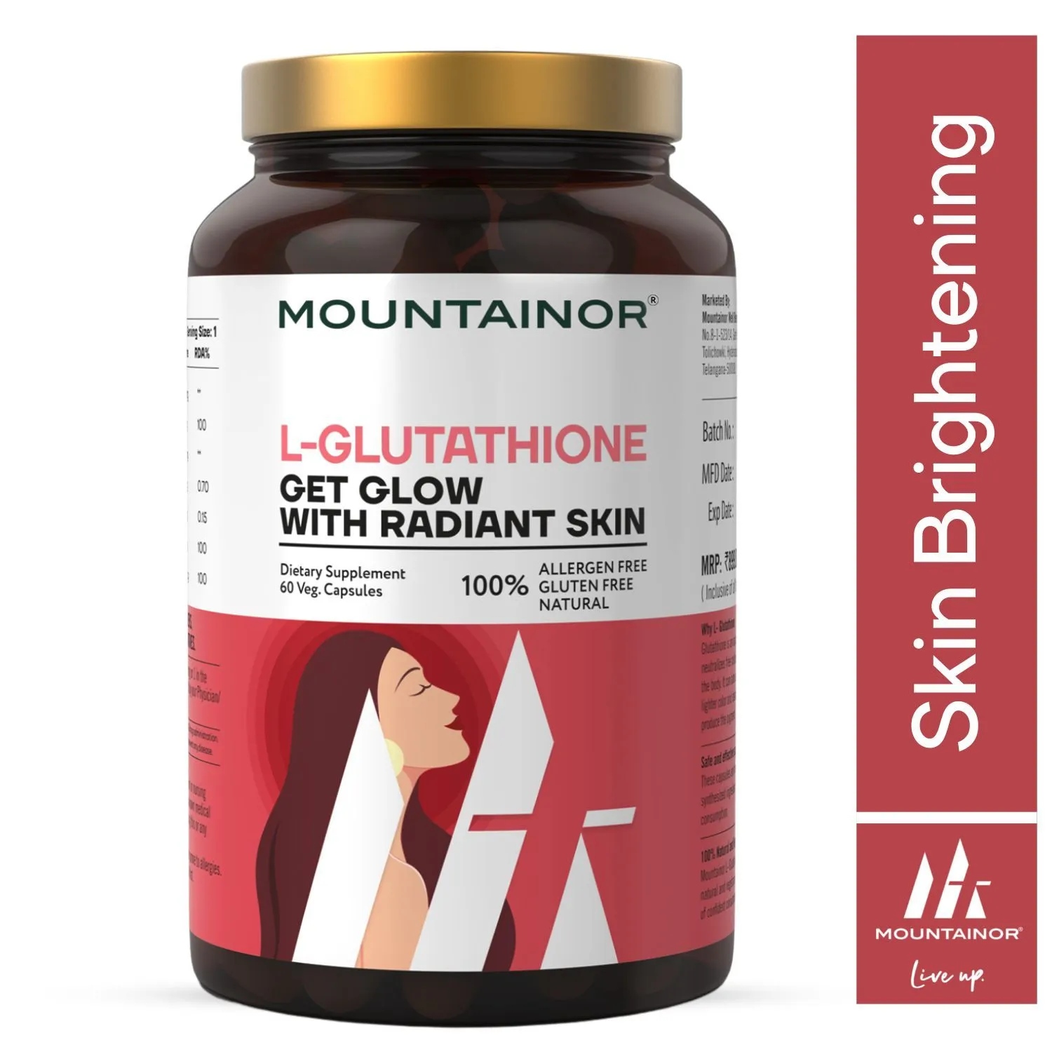 MOUNTAINOR Natural L Glutathione for Brightening & Radiant Skin for Men & Women