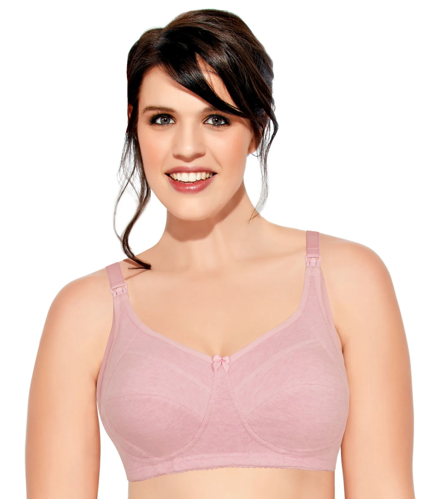 Enamor MT02 Sectioned Lift & Support Nursing Bra - Non-Padded Wirefree High Coverage - Pink (40D)