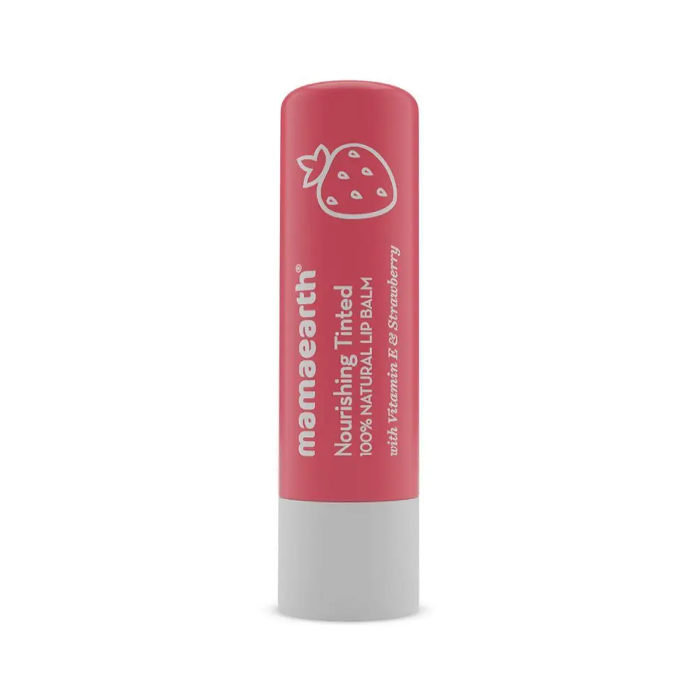 Mamaearth Nourishing Tinted 100% Natural Lip Balm with Vitamin E and Strawberry - 4 g