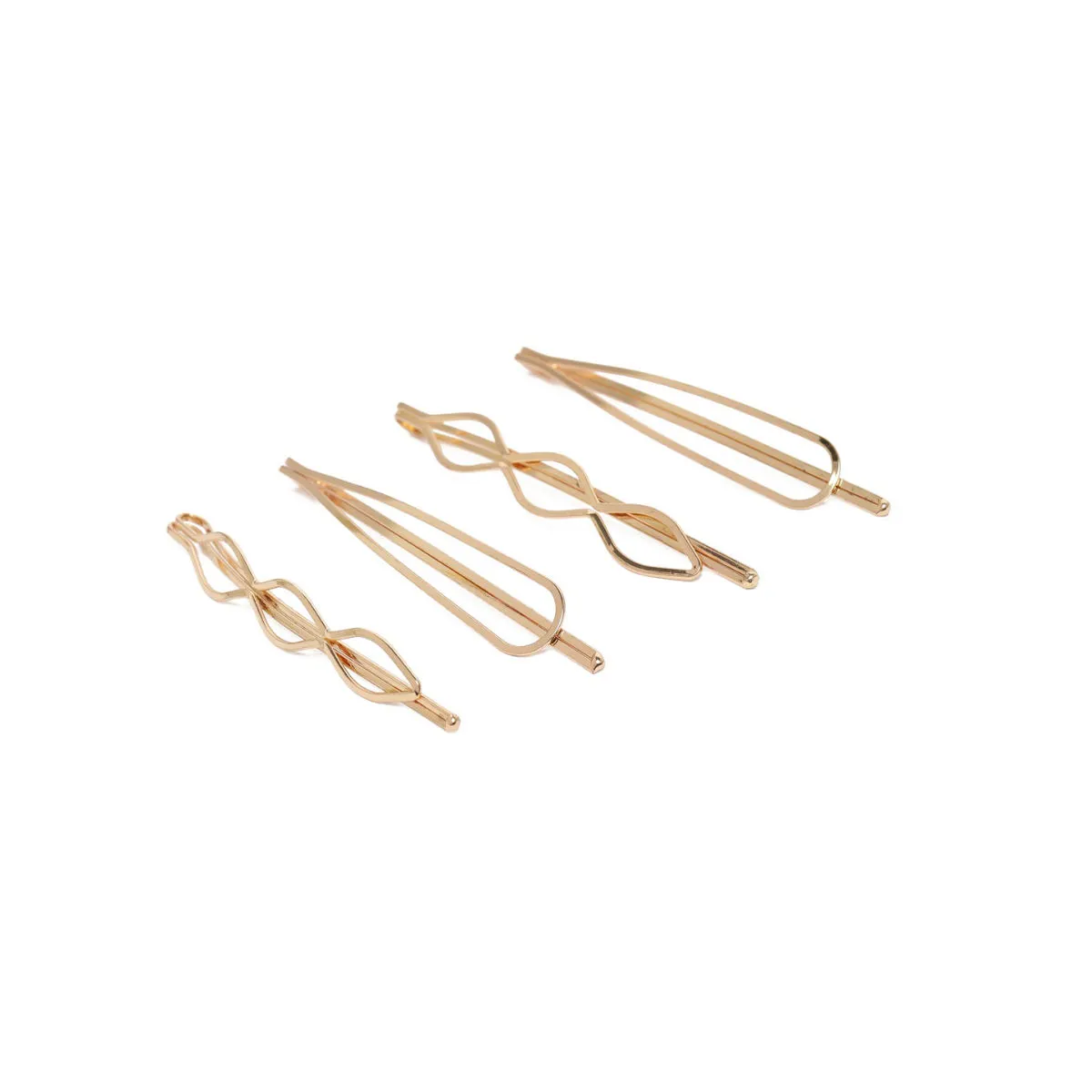 Zaveri Pearls Set Of 4 Rose Gold Contemporary Hair Pins (ZPFK9878)