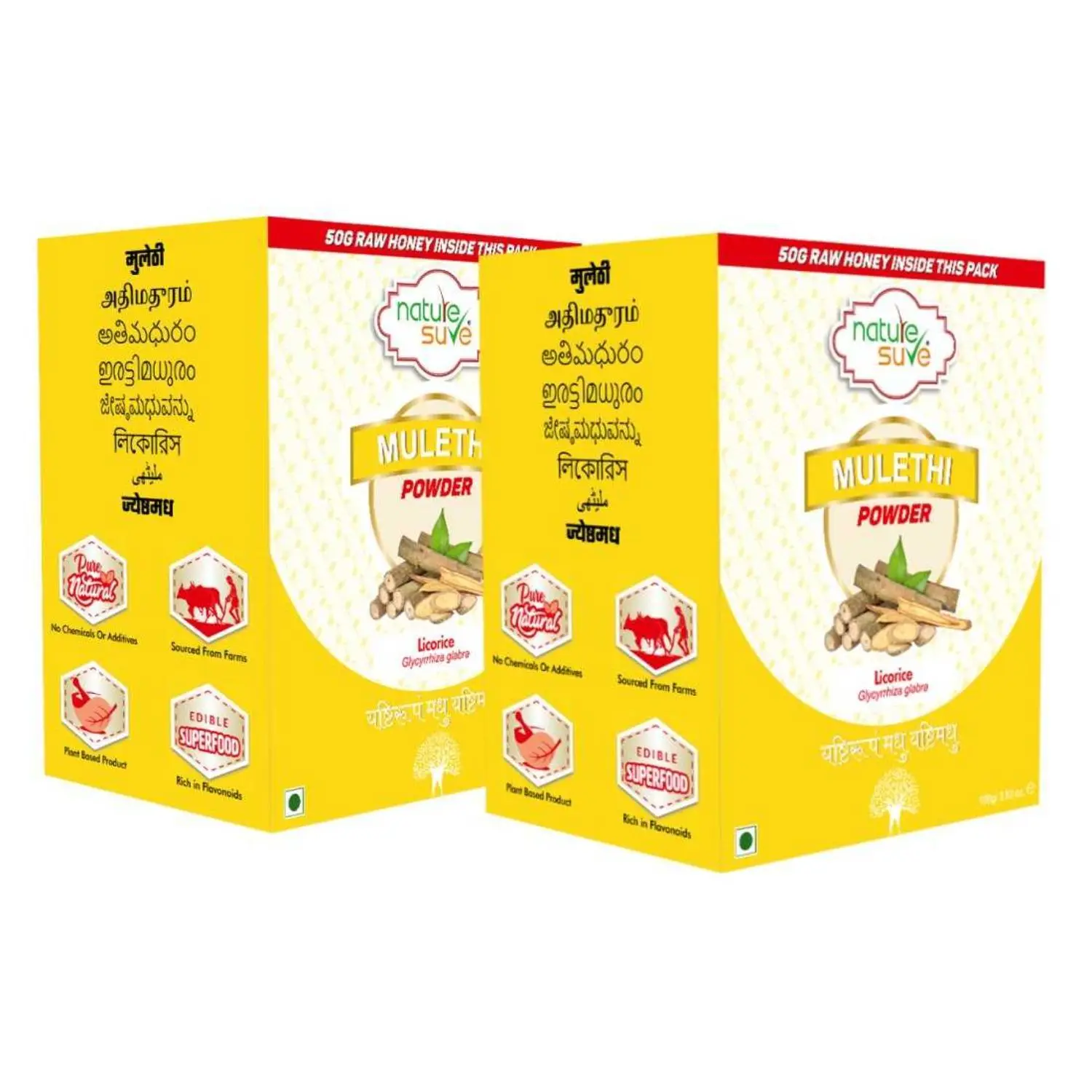 Nature Sure Mulethi Powder 100g with Raw Honey 50g - 2 Pack