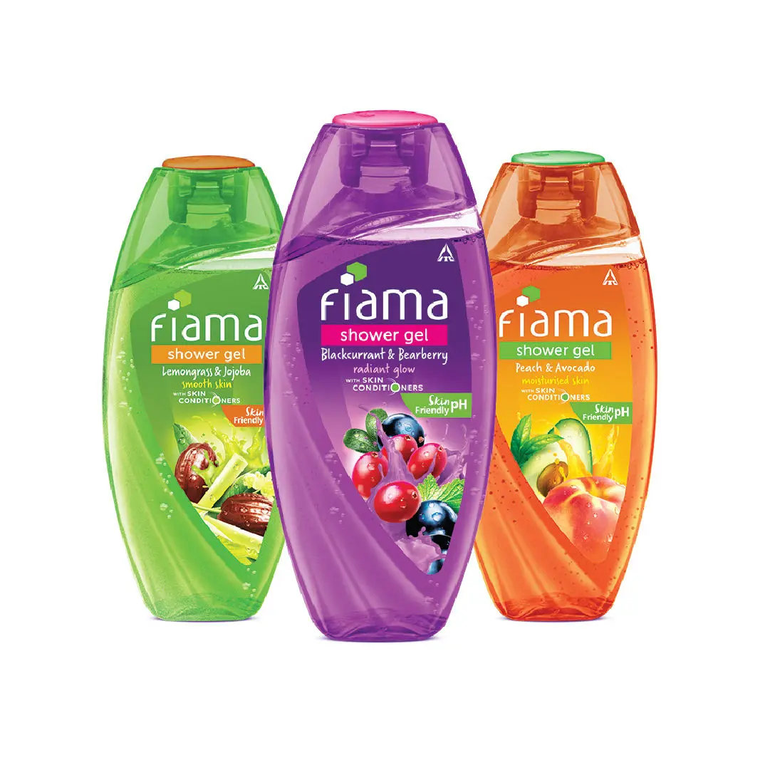 Fiama Shower gel Blackcurrant & Bearberry 250ml, Fiama Shower Gel Peach & Avocado 250ml, Fiama Shower Gel Lemongrass & Jojoba 250ml Celebration pack for moisturized skin (combo of 3 bodywash)