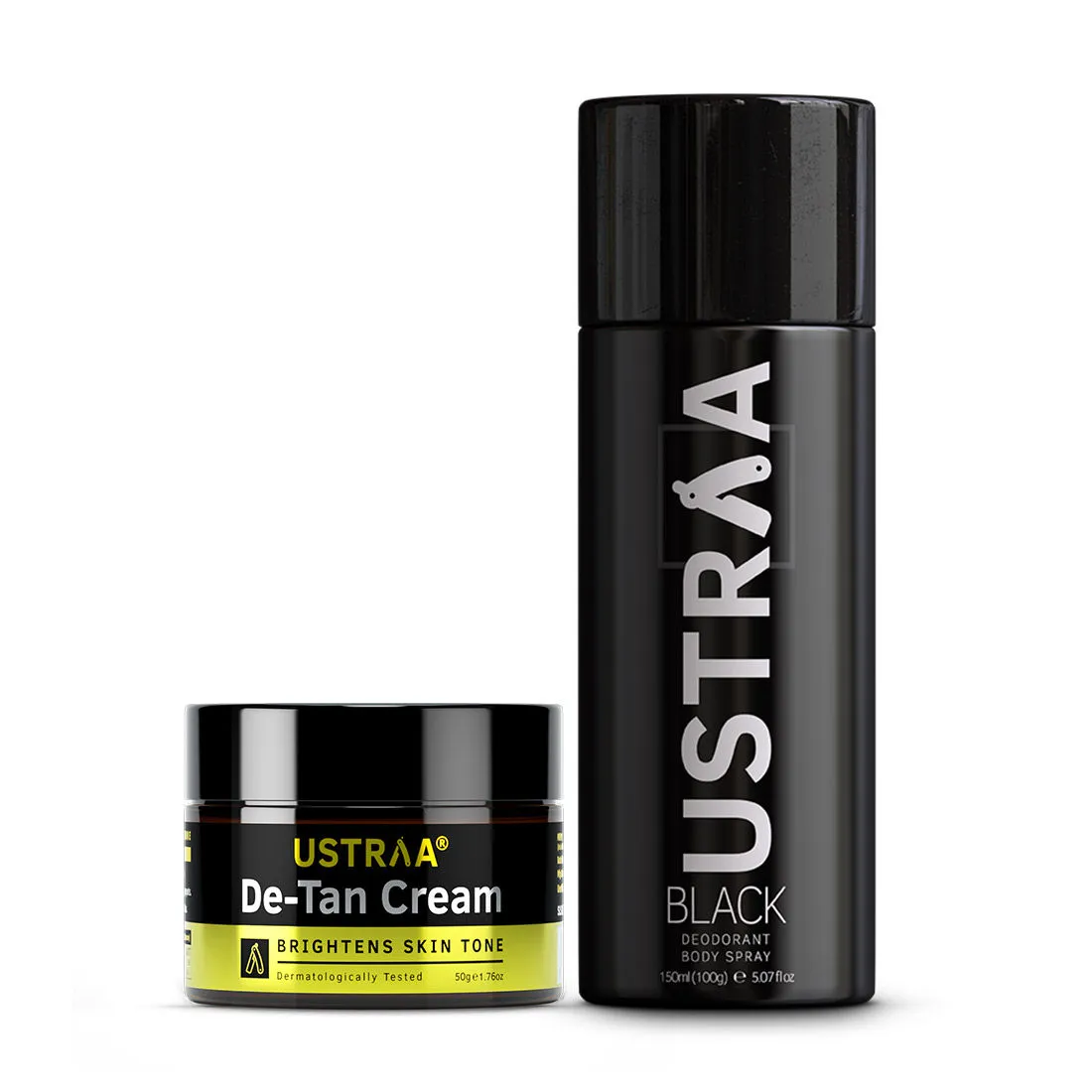 Ustraa Black Deodorant 150ml & De-tan Face Cream 50g - 2pcs