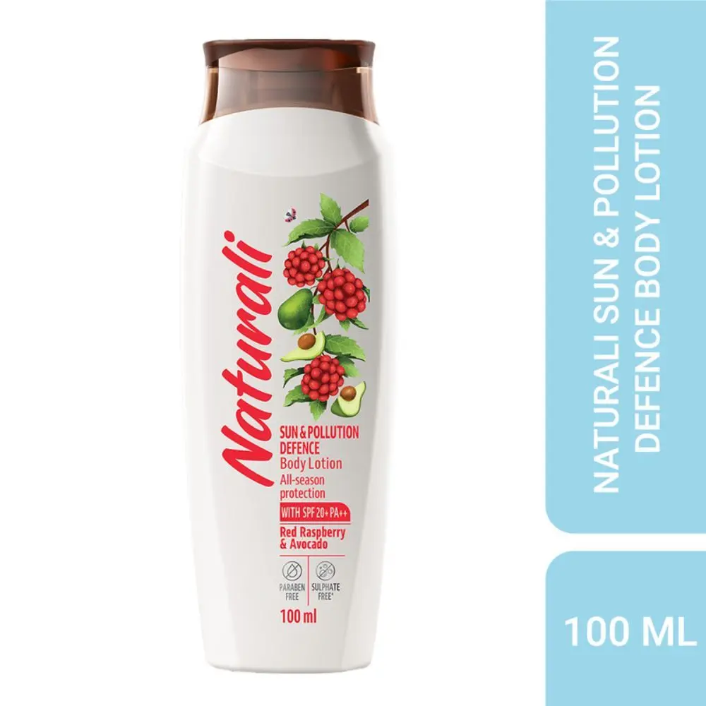 Naturali Sun & Pollution Defence Body Lotion | With Red Raspberry & Avocado | All Season Protection | 100 ml