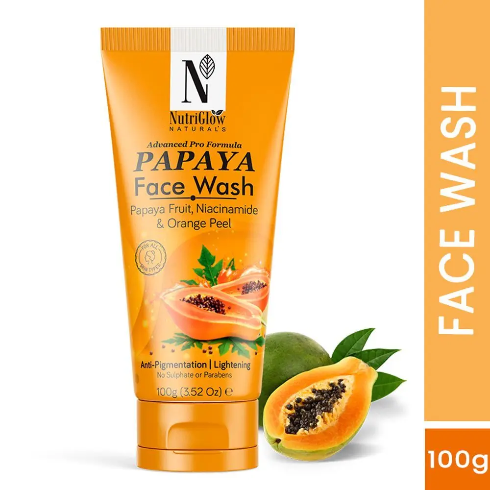 NutriGlow NATURAL'S Advanced Pro Formula Papaya Face Wash with Niacinamide, Orange Peel for Skin brightening & Tan Removal, 100gm