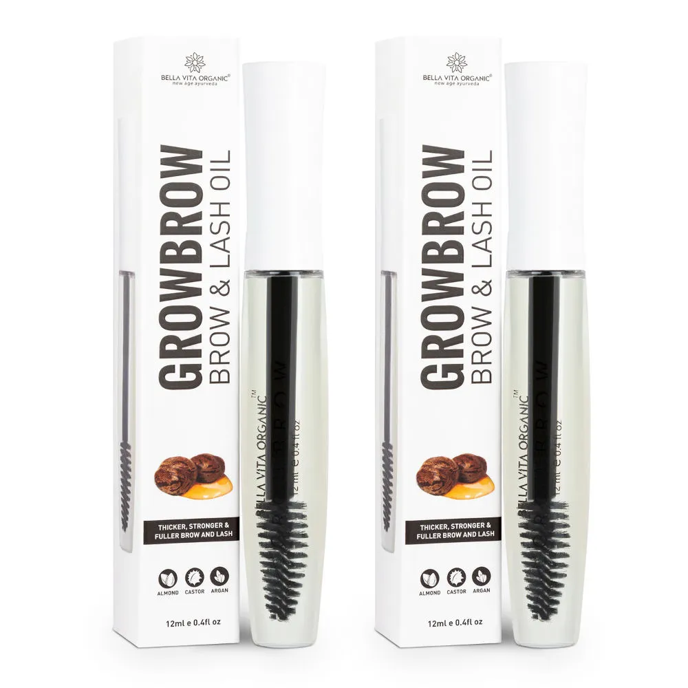 Bella Vita Organic Growbrow Eyebrows & Eyelash Hair Growth & Volume Oil - Pack of 2