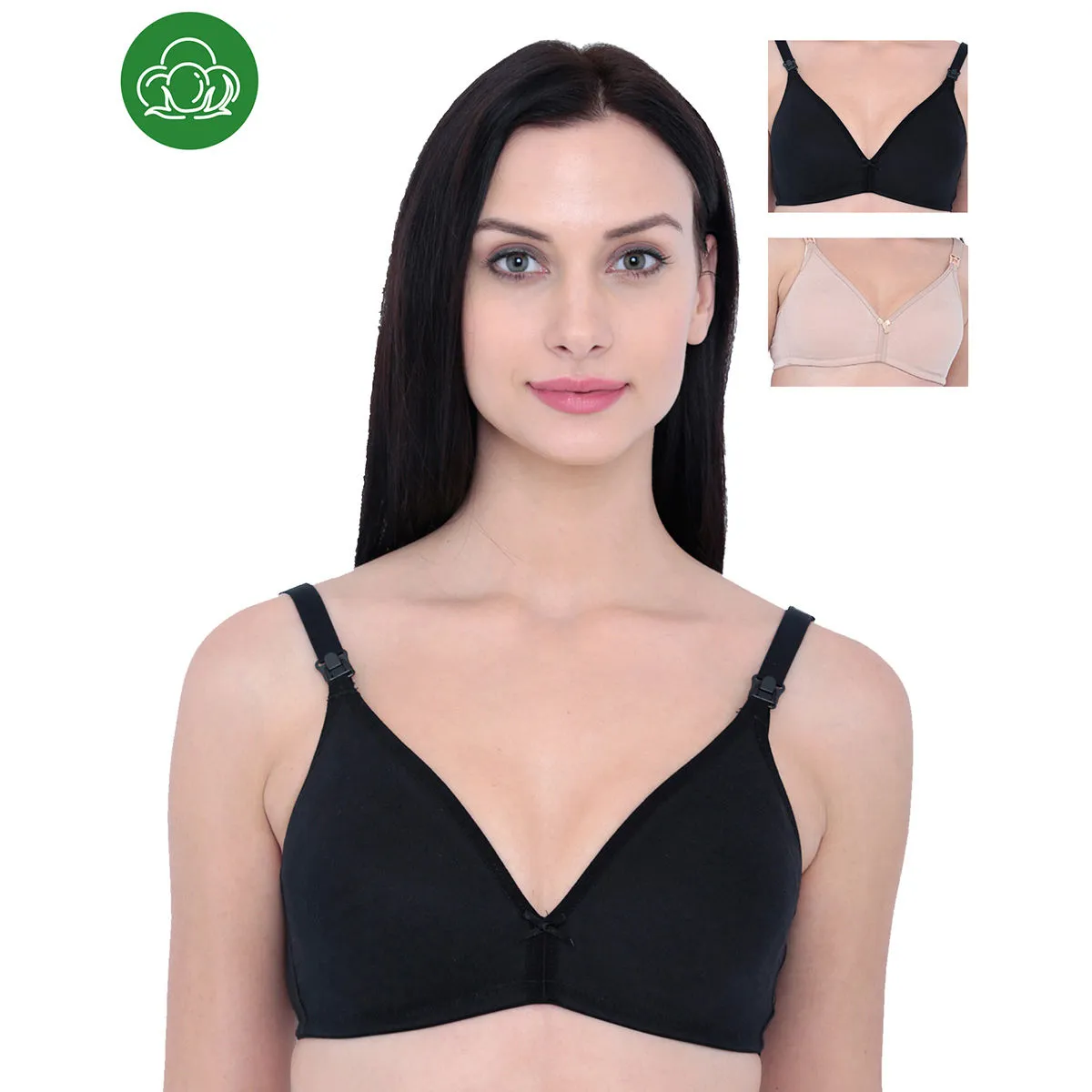 Inner Sense Organic Cotton Antimicrobial Nursing Bra Pack of 3 - Multi-Color (34D)