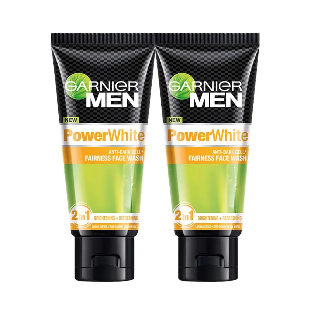 Garnier Men Pack of 2 Power White Anti-Dark Cells Fairness Face Wash