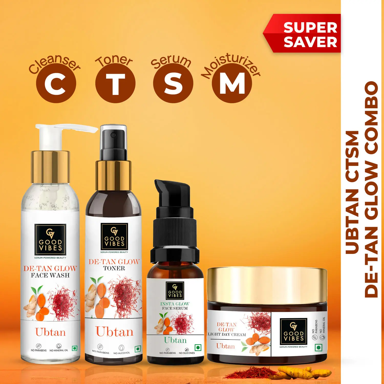  Ubtan CTSM De- tan Glow with (Fash wash 120ml + Toner 120ml+ Serum 30ml + Day cream 50g)