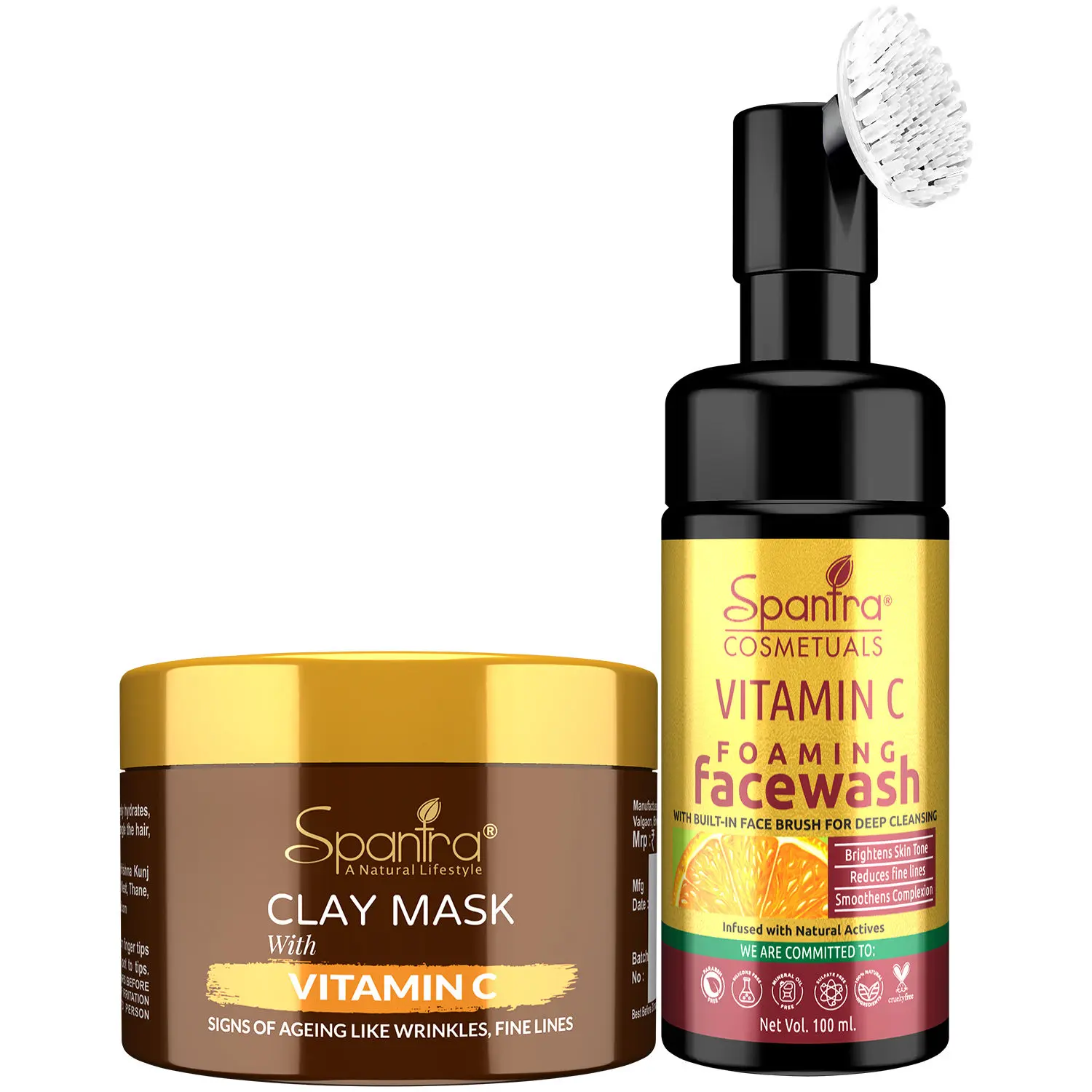 Spantra Vitamin C Clay Mask 125 gm, & Face Wash, 100ml (Pack of 2)