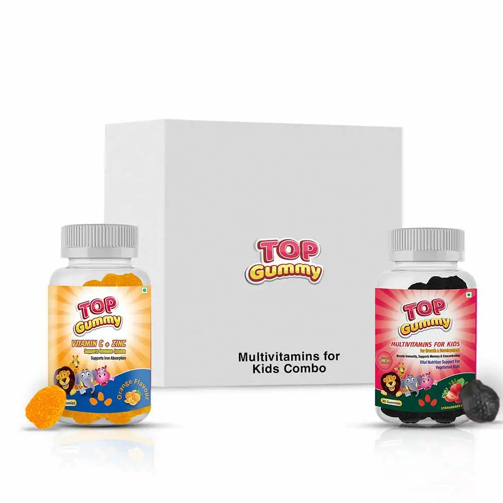 Top Gummy Kids Daily Nutrition Gummies Combo (Multivitamins for Kids + Vitamin C, Zinc),  2 Piece(s)/Pack  Orange & Strawberry