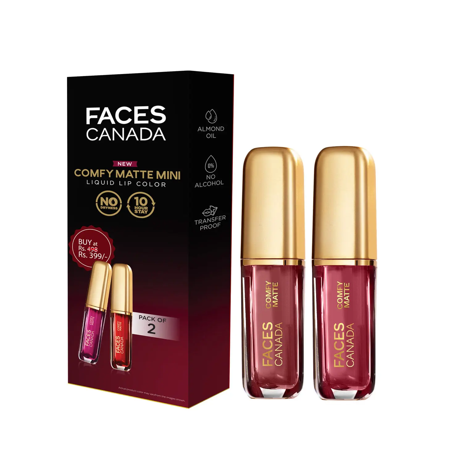 FACES CANADA Comfy Matte Mini Liquid Lipstick Combo I Note To Self + Fixed It For You I 2.4 ml