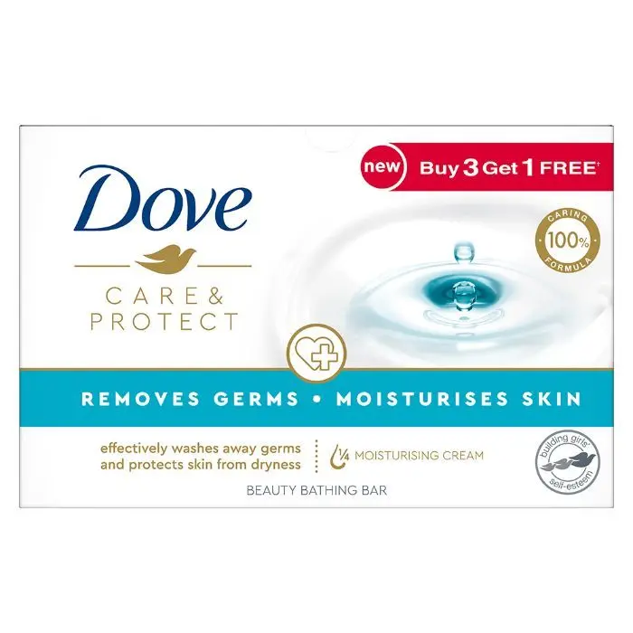 Dove Care & Protect Moisturising Cream Beauty Bathing Bar, 100 g (Buy 3 & Get 1 Free)