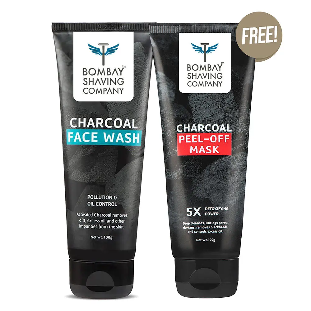 Bombay Shaving Company Charcoal Face Wash and Charcoal Peel Off Mask 100g Combo