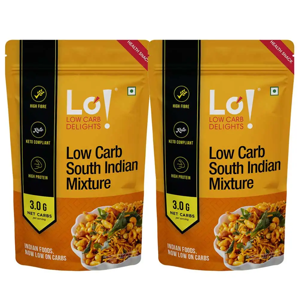 Lo! Foods Low Carb South Indian Mixture,  3g Net Carb Per Serving (Pack of 2)  200 g