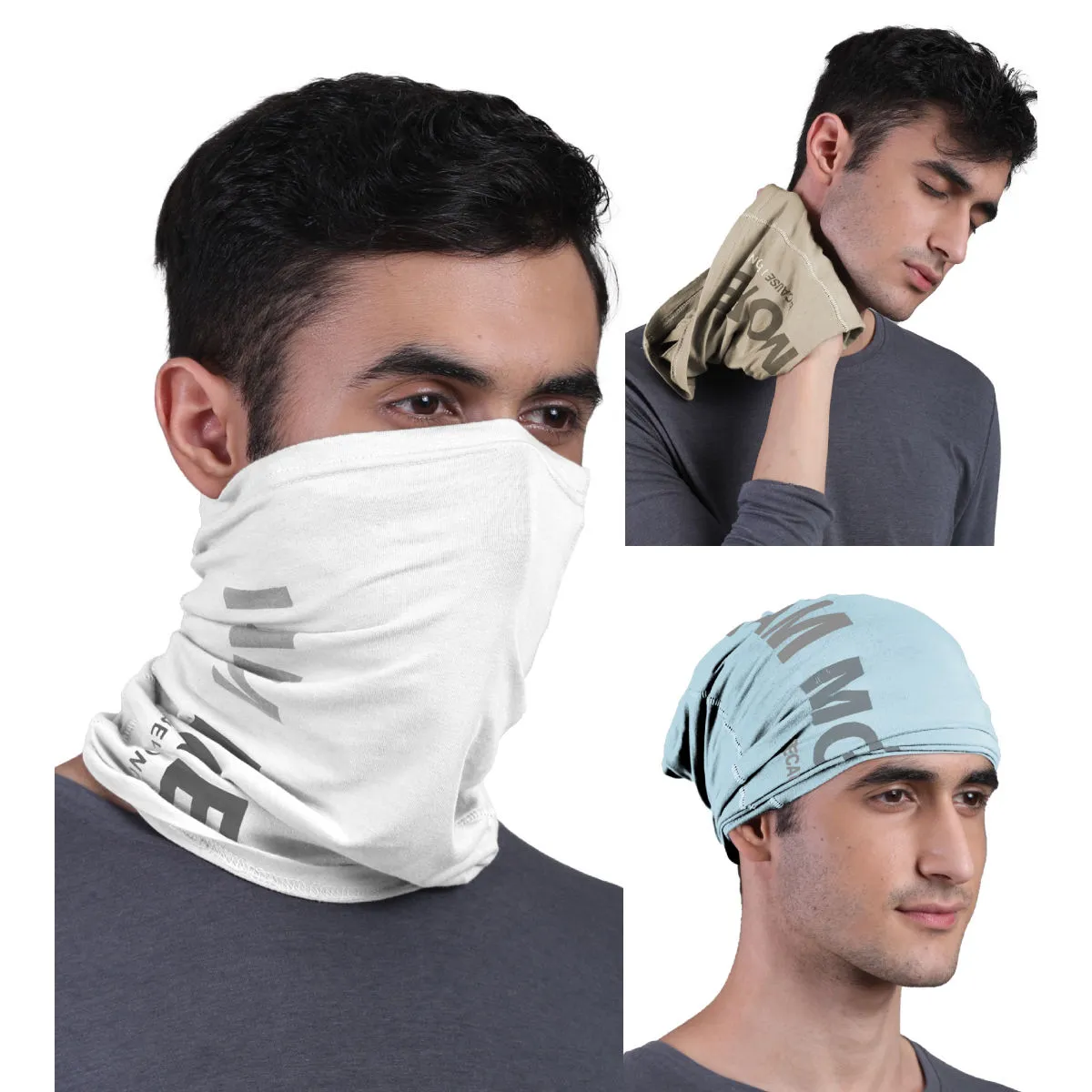 FREECULTR Unisex Printed Bamboo Bandana Anti Microbial Multipurpose Cloth Face Mask (pack Of 3)