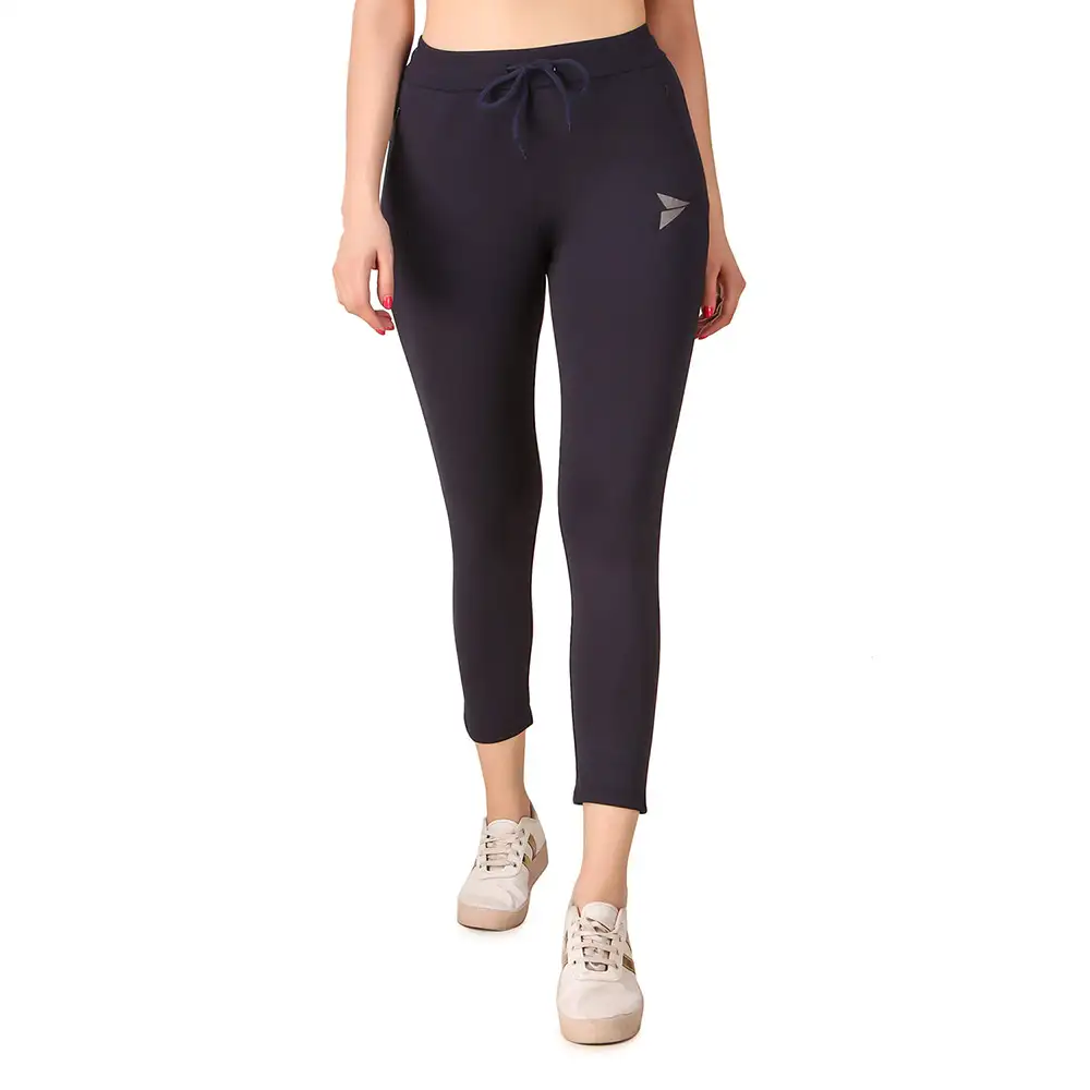 Fitinc Premium Stretchable Trackpant with Zippers Pockets for Women,  Navy Blue  Medium