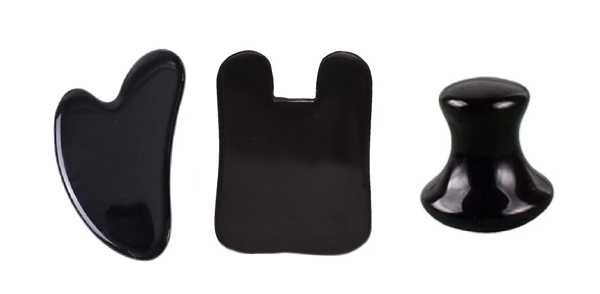 Getmecraft Black Obsidian, Mushroom And Rabbit Ear Shape Gua Sha Massage Tool Set