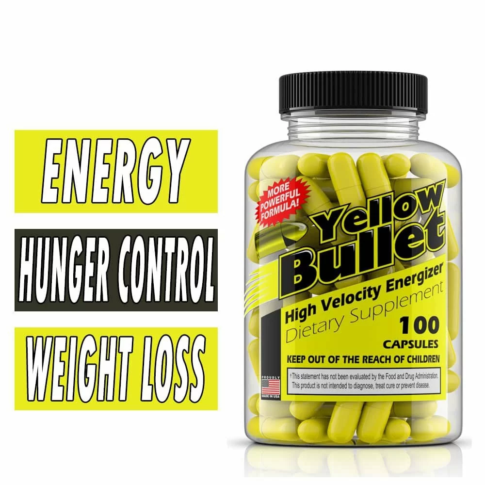 Yellow Bullet Fat Burner w/Ephedra - Brand New Energy - 100 Capsules