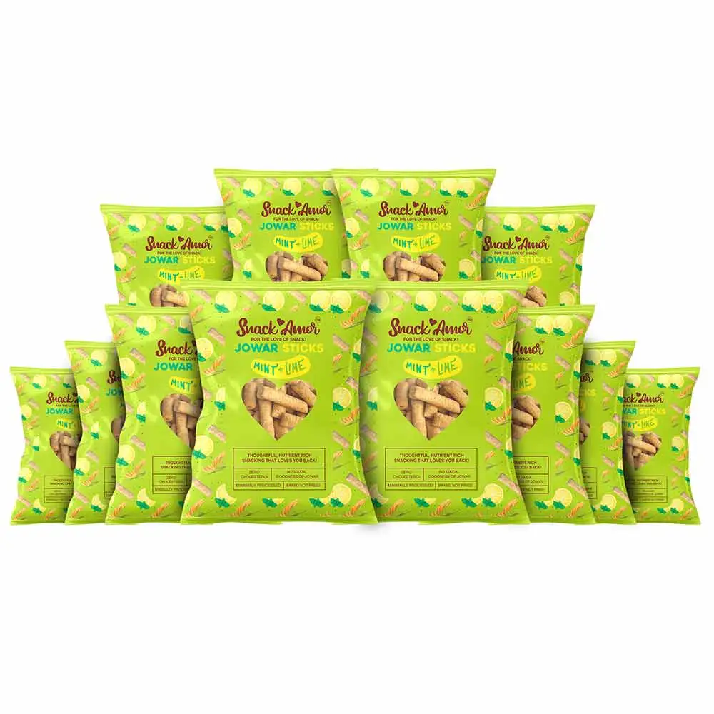 SnackAmor Jowar Sticks,  Mint+Lime (Pack of 12)  25 g