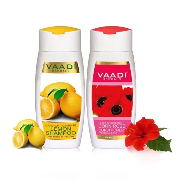 Vaadi Herbals Dandruff Defense Lemon Shampoo with Corn Rose Conditioner (110 ml x 2)