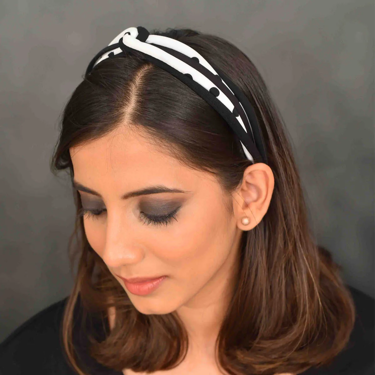 YoungWildFree Black And White Top Knot Hair Band - Cute Simple Daywear Design For Women And Girls