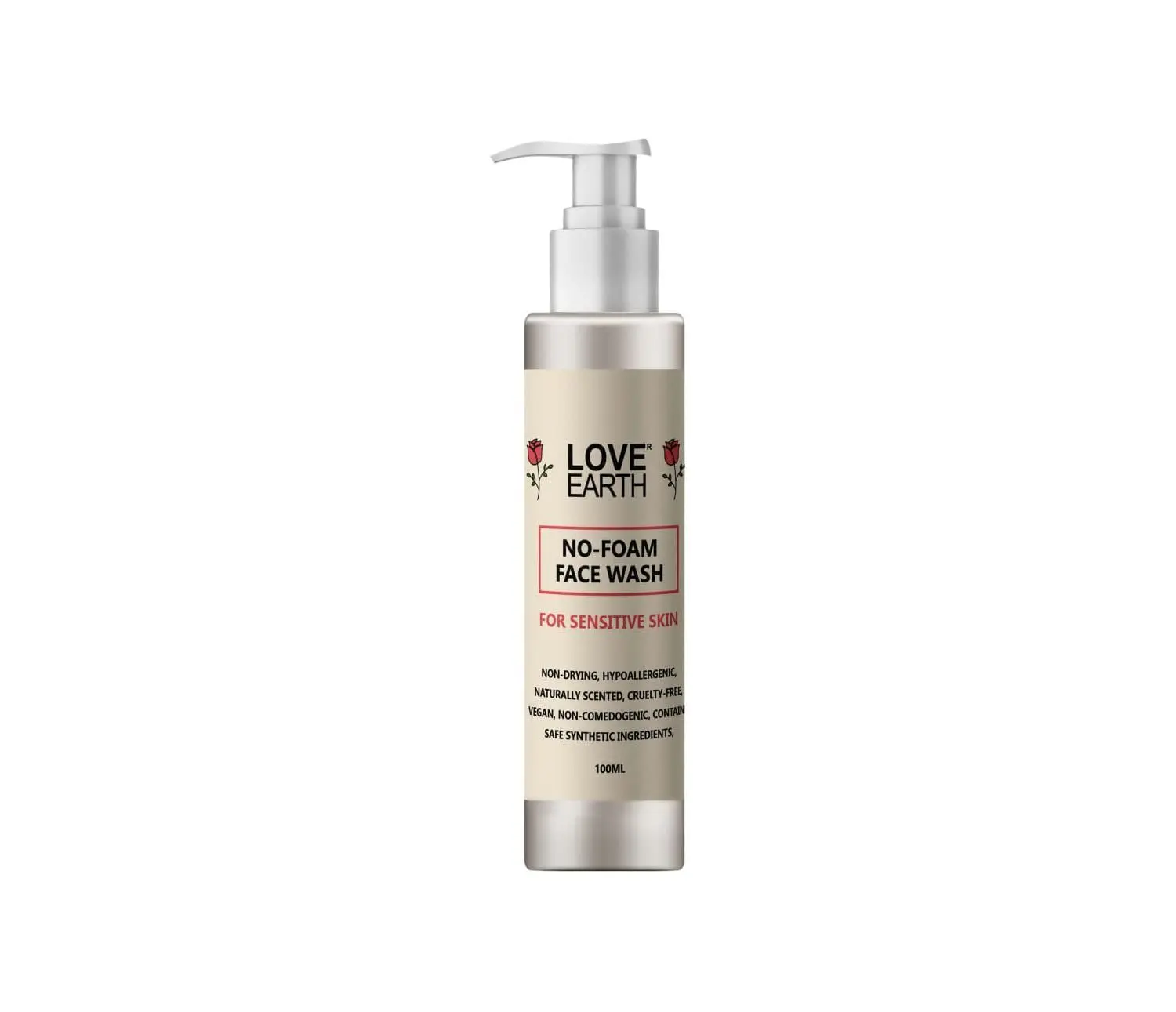 Love Earth No Foam Face Wash for Sensitive Skin | Soap Free, Non-Irritating, Skin Hydrating | Gentle Skin Cleanser 100ML