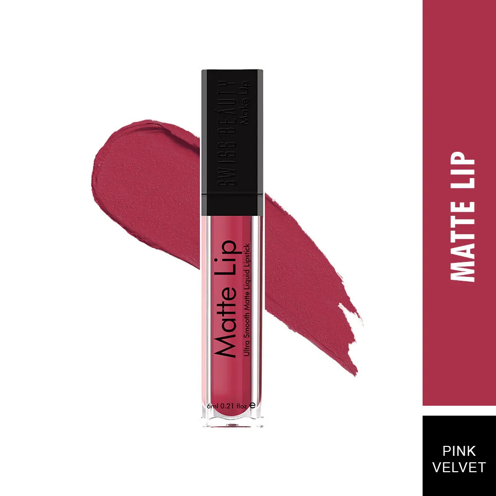 Swiss Beauty Matte Lip Ultra Smooth Matte Liquid Lipstick - 28 Pink Velvet