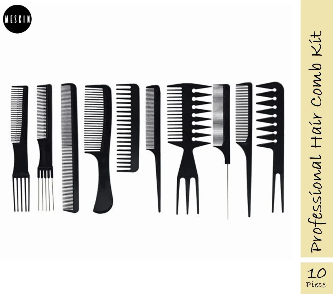 MeSkin Set Of 10 Professional Hair Cutting & Styling Comb Kit