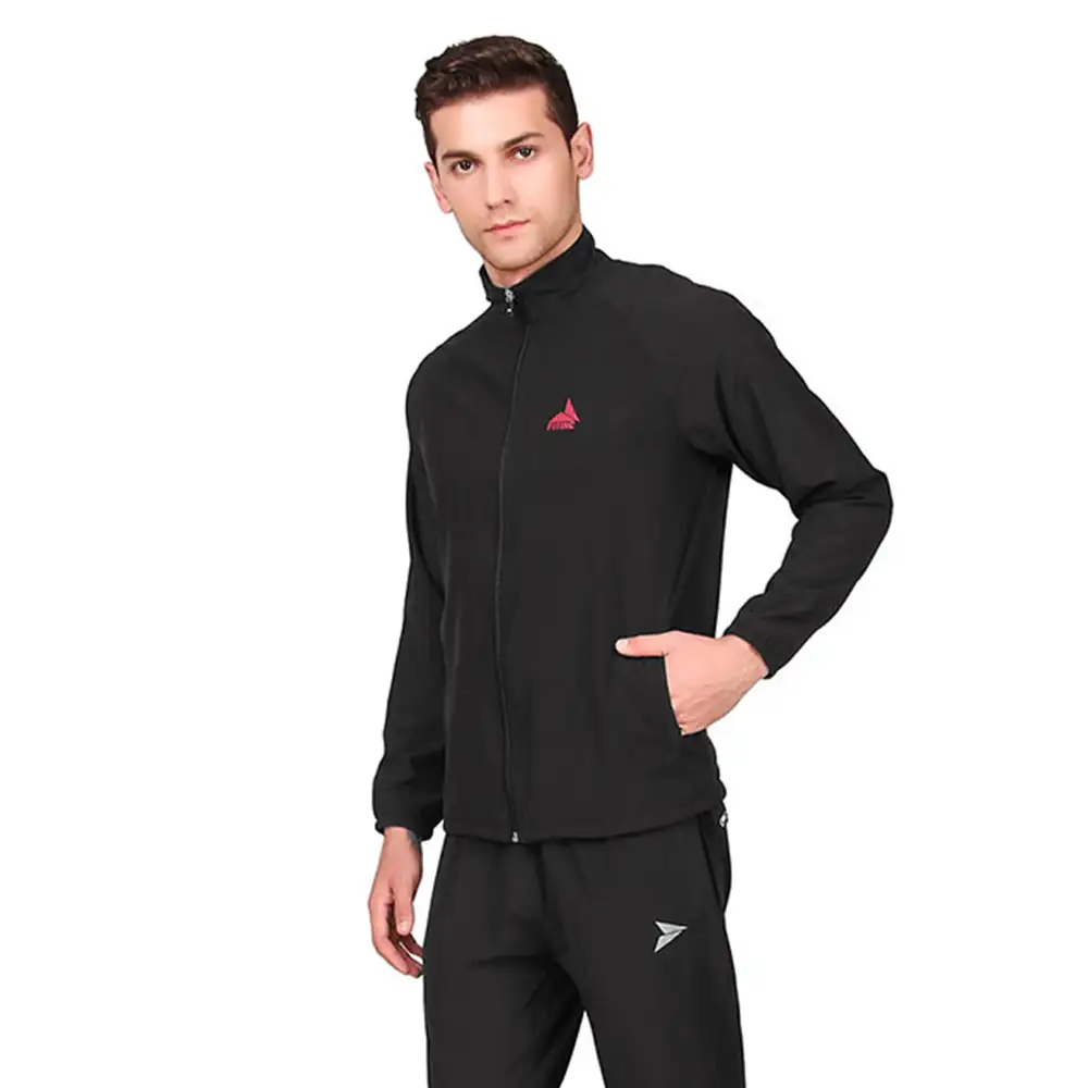 Fitinc Men's Polycotton Regular Fit Track Suit with Two Zipper Pockets,  Black  Small