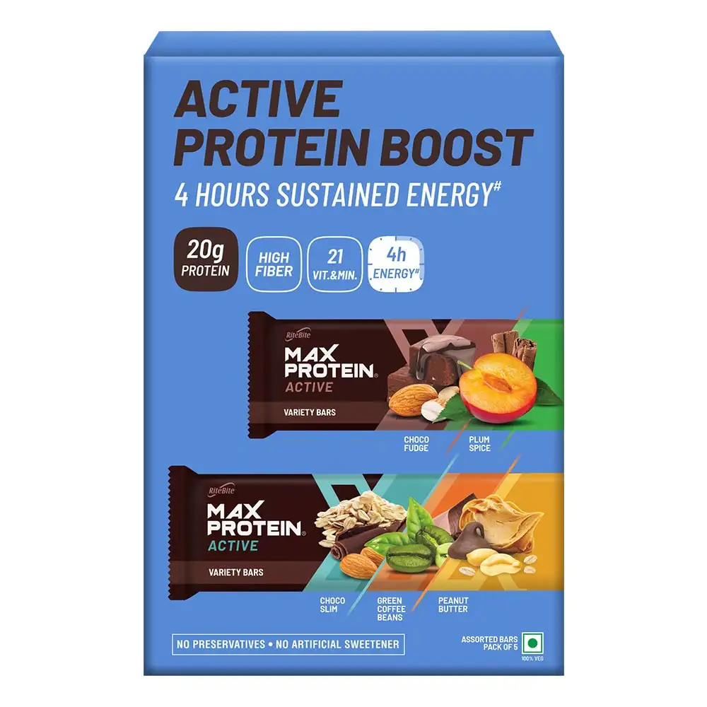 RiteBite Max Protein Active Bar (20g Protein),  5 Piece(s)/Pack  Assorted