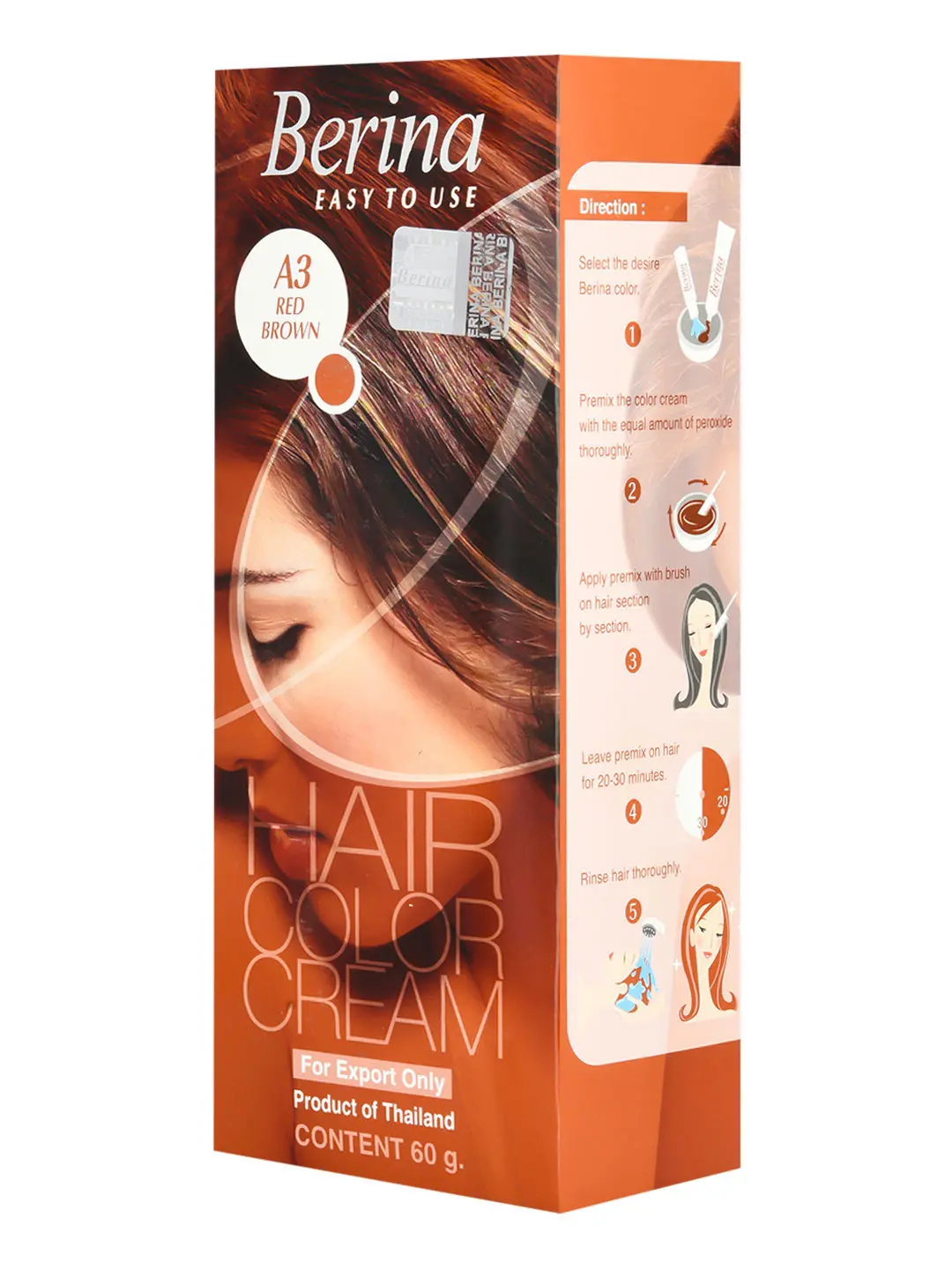 Berina A3Red Brown Hair Color Cream 60gm