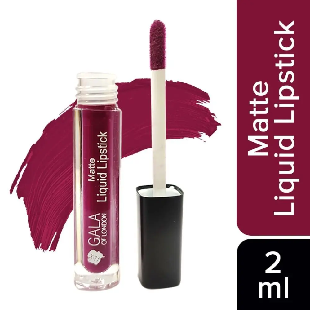 Gala of London Matte Liquid Lipstick (Waterproof, Transfer Proof, Mask Proof, 12H Lasting) - 02 Grape Wine (2 ml)