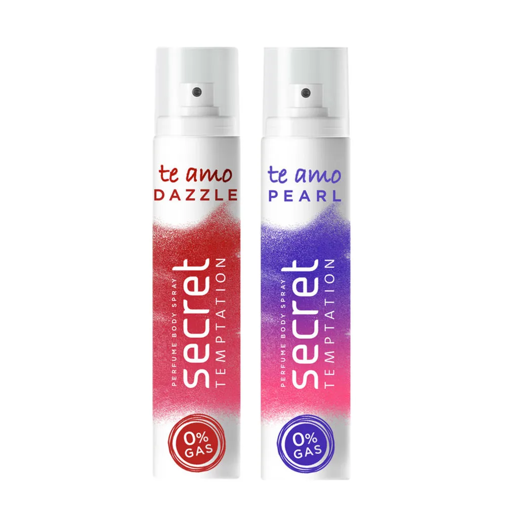 Secret Temptation Te Amo Dazzle and Pearl No Gas Perfume Body Spray for Women - Pack of 2