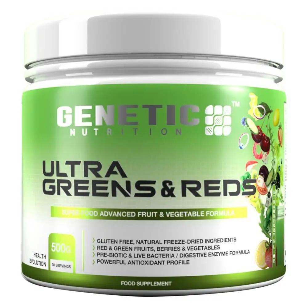 Genetic Nutrition Ultra Greens & Reds,  Apple & Raspberry  500 g