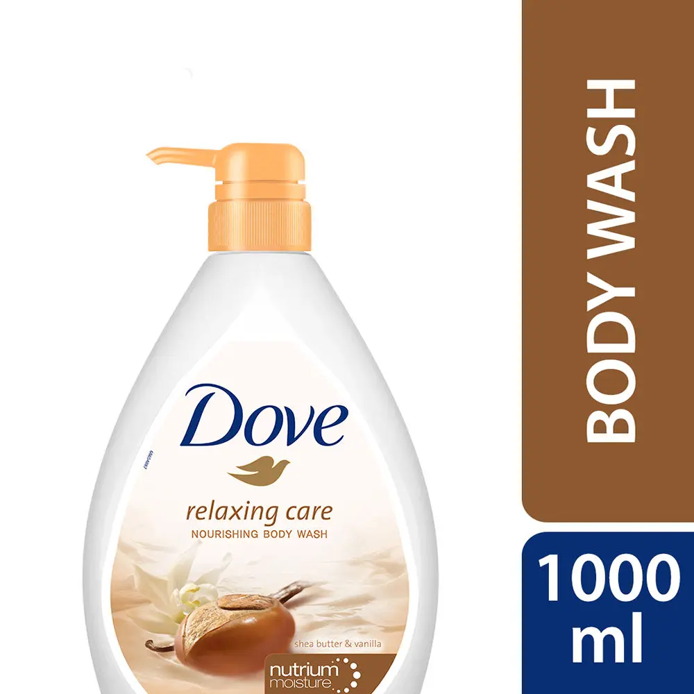 Dove Relaxing Shea Butter Body Wash with Vanilla for Soft Skin, Soothing Scent, 1L