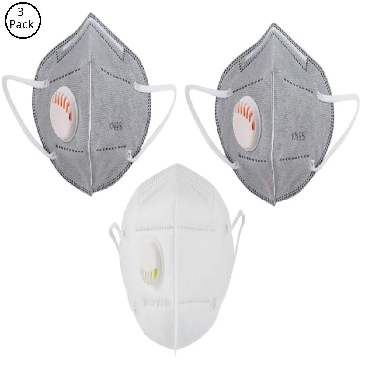 OOMPH Pack of 3 Anti-Pollution Reusable 5 Layer Mask - Grey White Grey