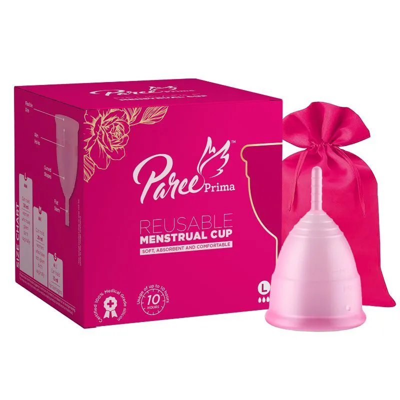 Paree Prima Reusable Menstrual Cup Large Size With Protection Pouch