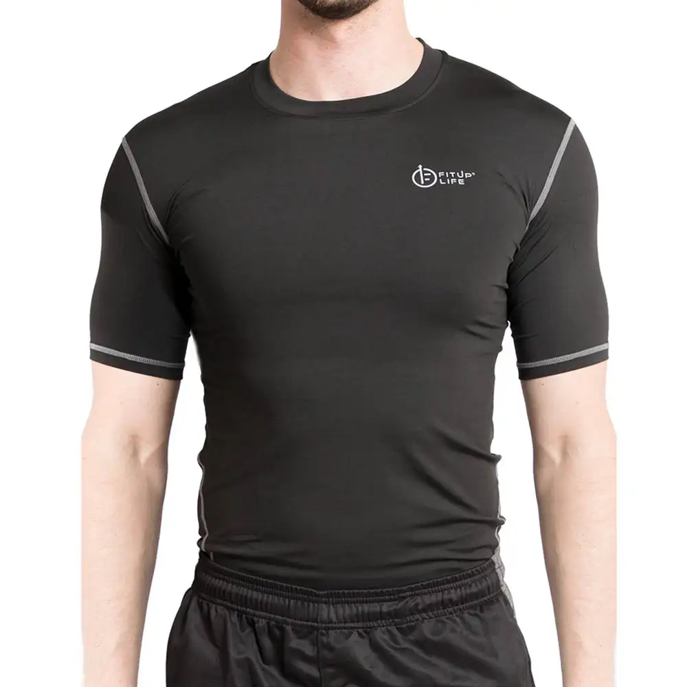 Fitup Life Gym Wear Men Compression Half Sleeve,  Black  Large