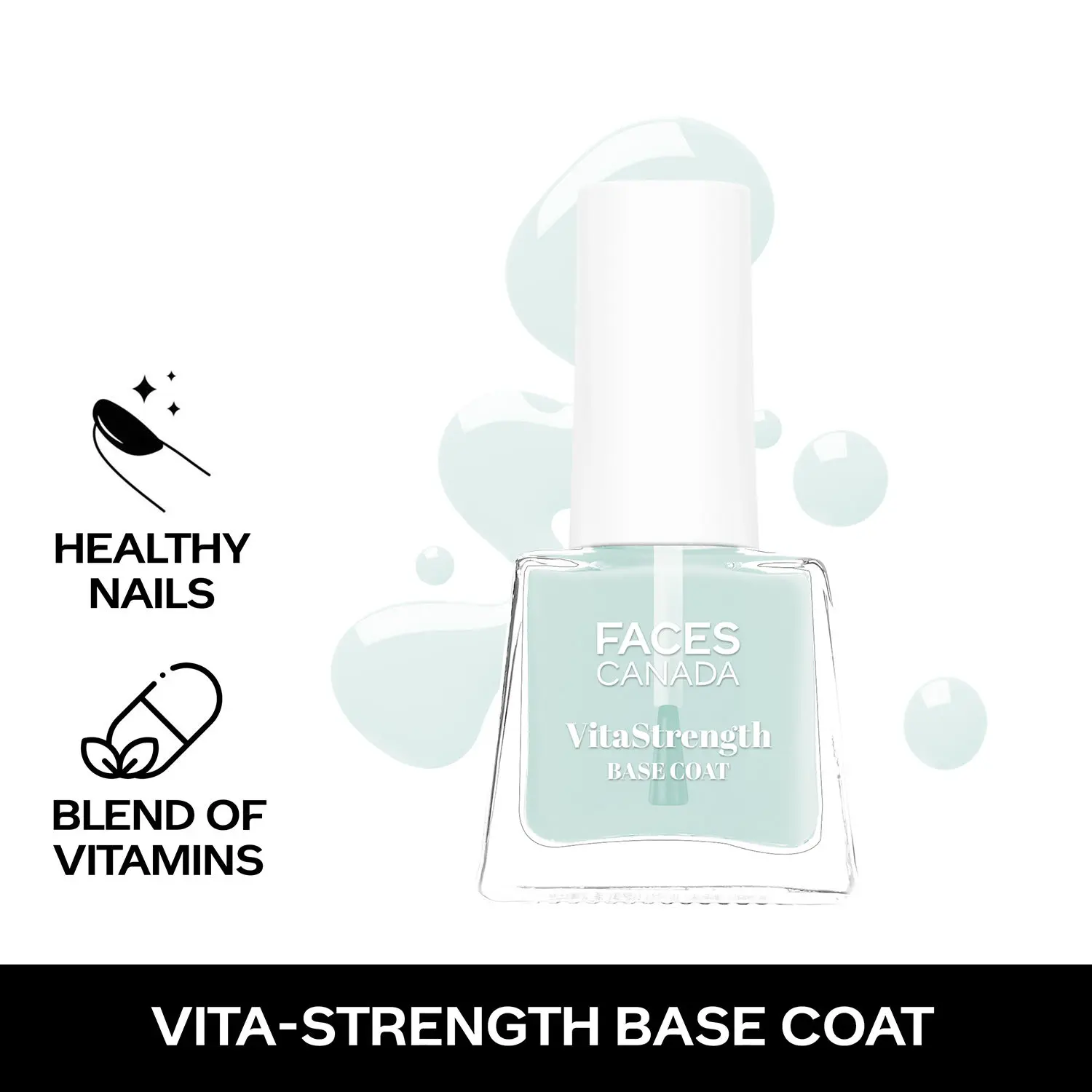 FACES CANADA VitaStrength Base Coat (C03) 5ml I Strengthens Nails I Brightens I Multivitamin I Borage Oil I Instantly smoothens I Hydrates I Cruelty-free