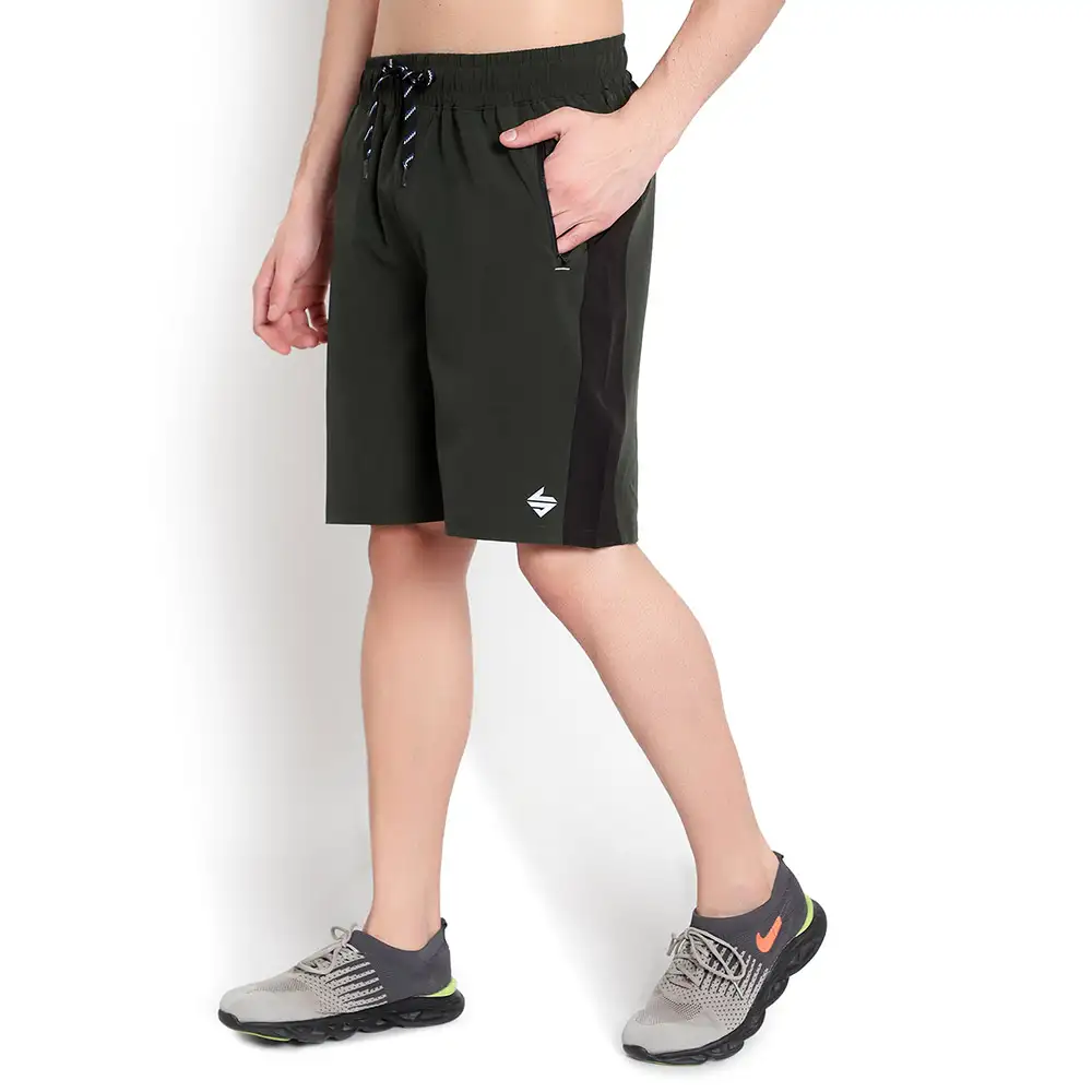 John Ally Dry-Fit Gym Workout Shorts with Zipper Pockets,  XL  Dark Olive Green