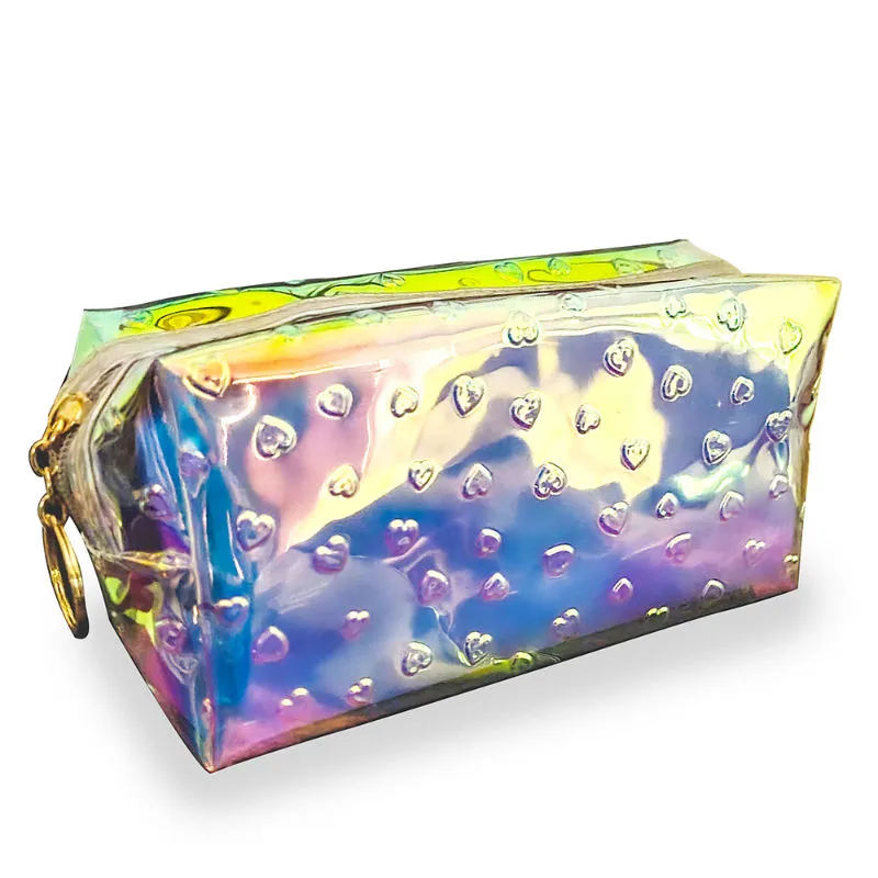 Allure Shiny Pvc Cosmetic Pouch - Heart