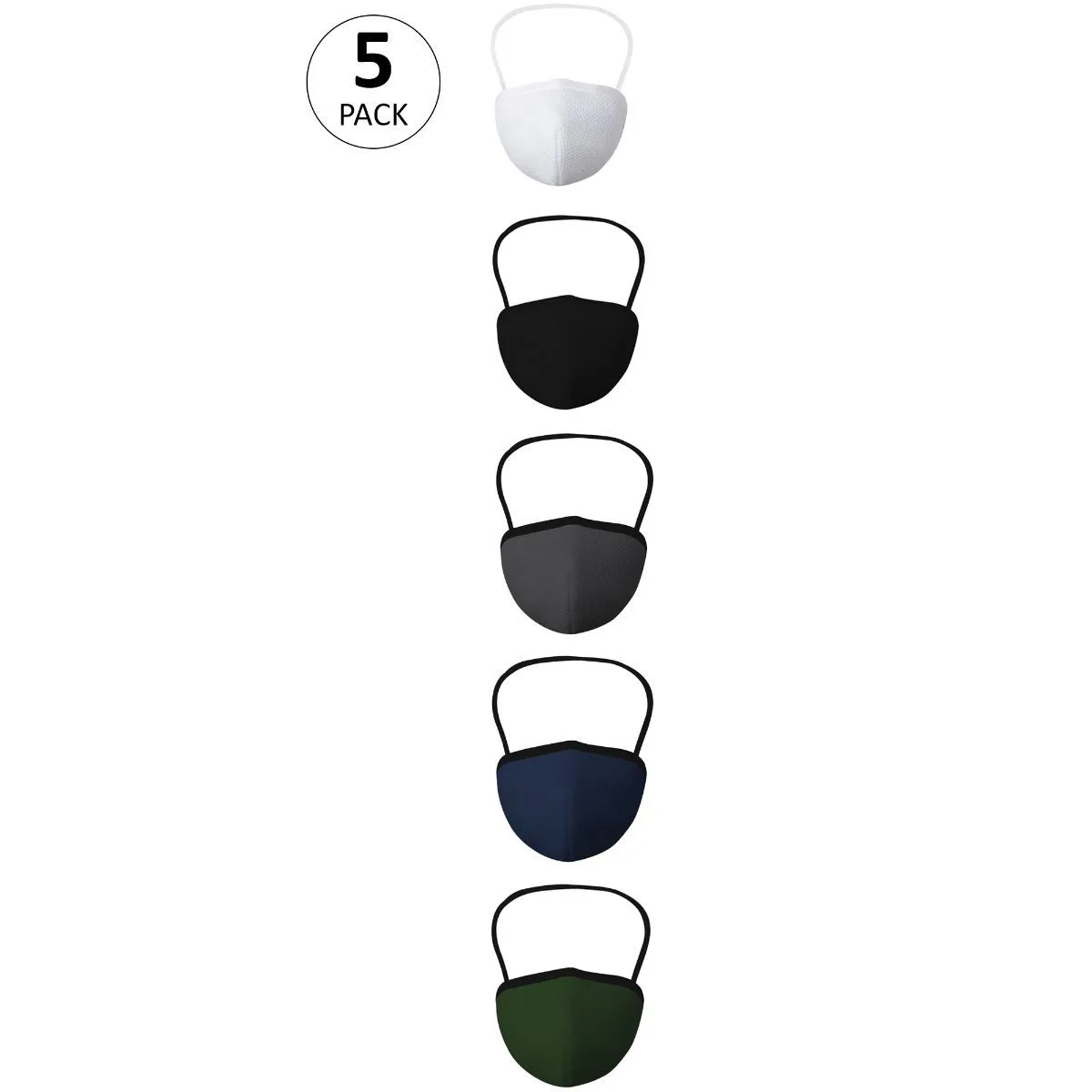 SOIE Triple Layer SN95 Reusable, Washable,Antimicrobial Mask Pack Of 5 - Multi-Color (S)