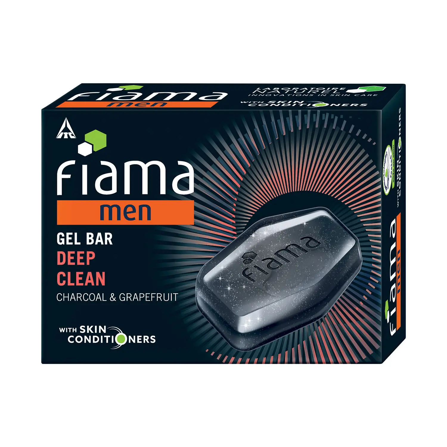 Fiama Men Deep Clean Gel Bar, With Charcoal, Grapefruit & skin conditioners, 125g soap